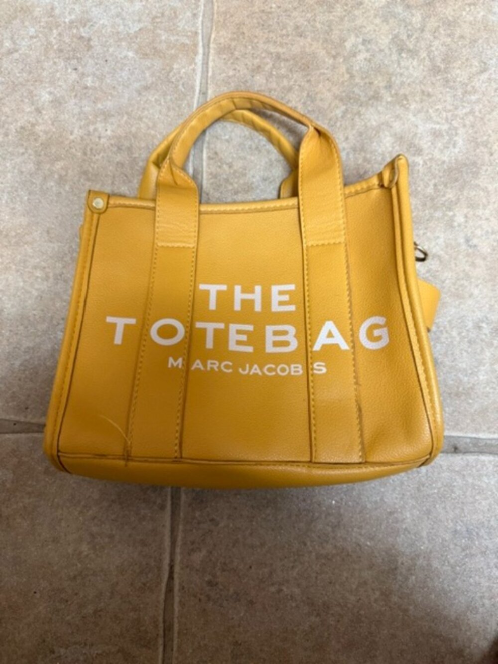 marc jacobs yellow leather medium tote bag